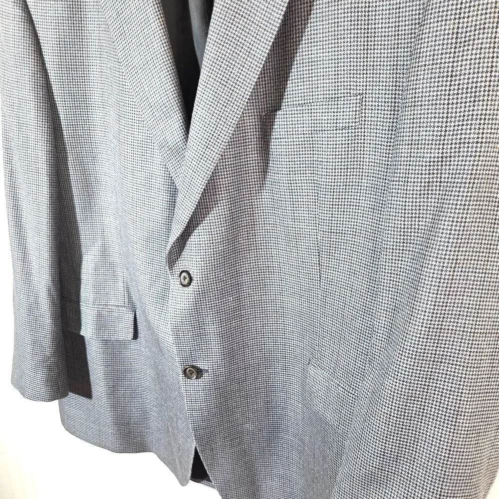 Lauren Ralph Lauren Blazer Mens 48R Blue Houndstooth Silk Wool Sport Coat Jacket
